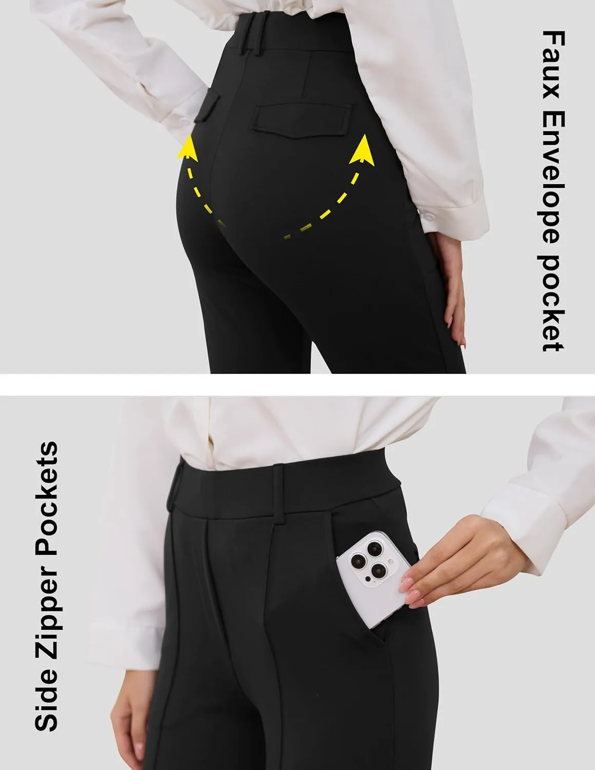 Women’s Dress Pants 27"/29"/31" 2024 Fall Straight Leg Yoga Pants, Stretchy Slacks for Work Business with Pockets