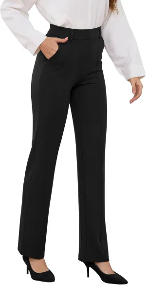 Women’s Dress Pants 27"/29"/31" 2024 Fall Straight Leg Yoga Pants, Stretchy Slacks for Work Business with Pockets