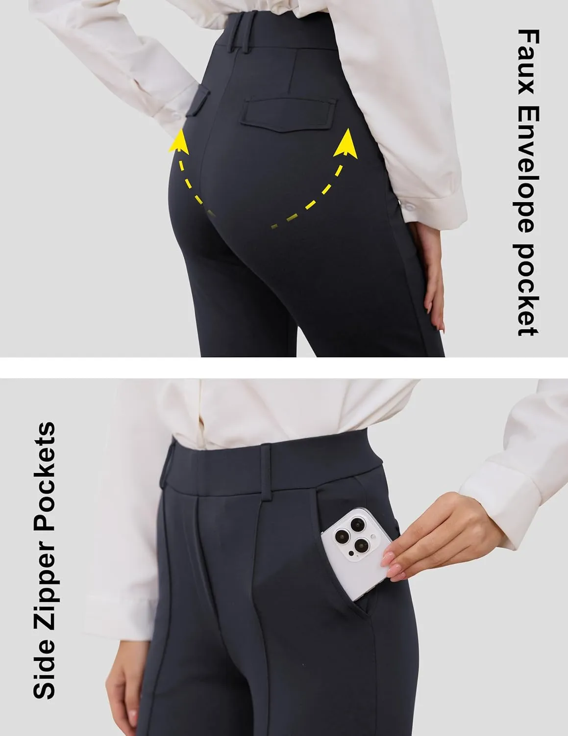 Women’s Dress Pants 27"/29"/31" 2024 Fall Straight Leg Yoga Pants, Stretchy Slacks for Work Business with Pockets