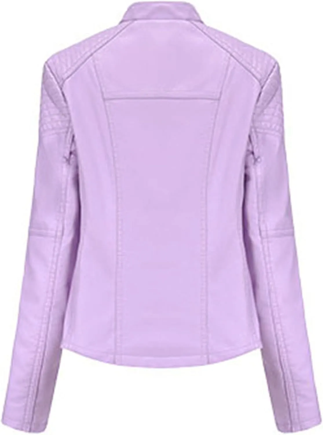 Women's Faux Leather Moto Jacket Slim Thin Leather Jacket
