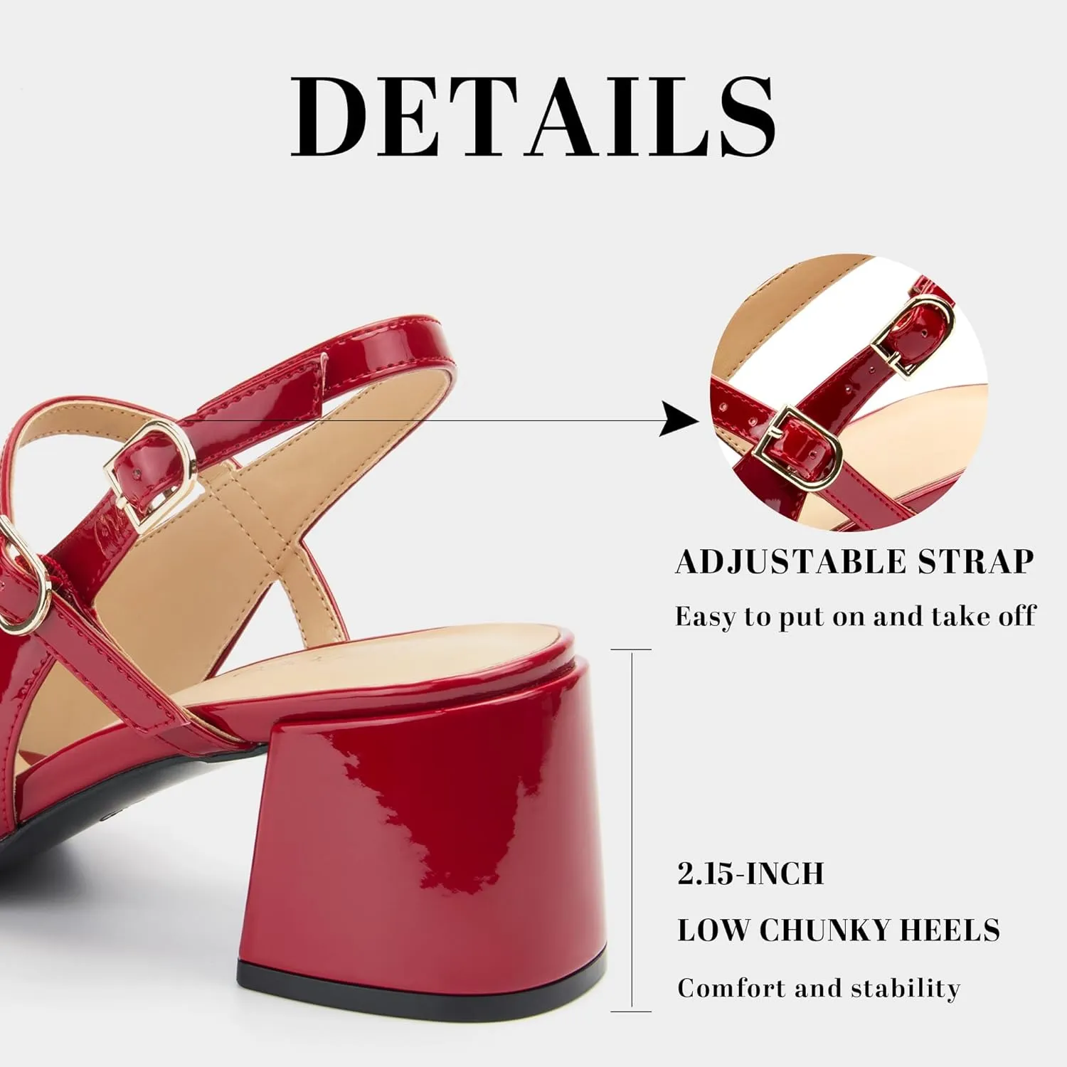 Womens Mary Jane Chunky Low Heels Pumps Square Toe Buckle Strap Wedding Party Dress Shoes
