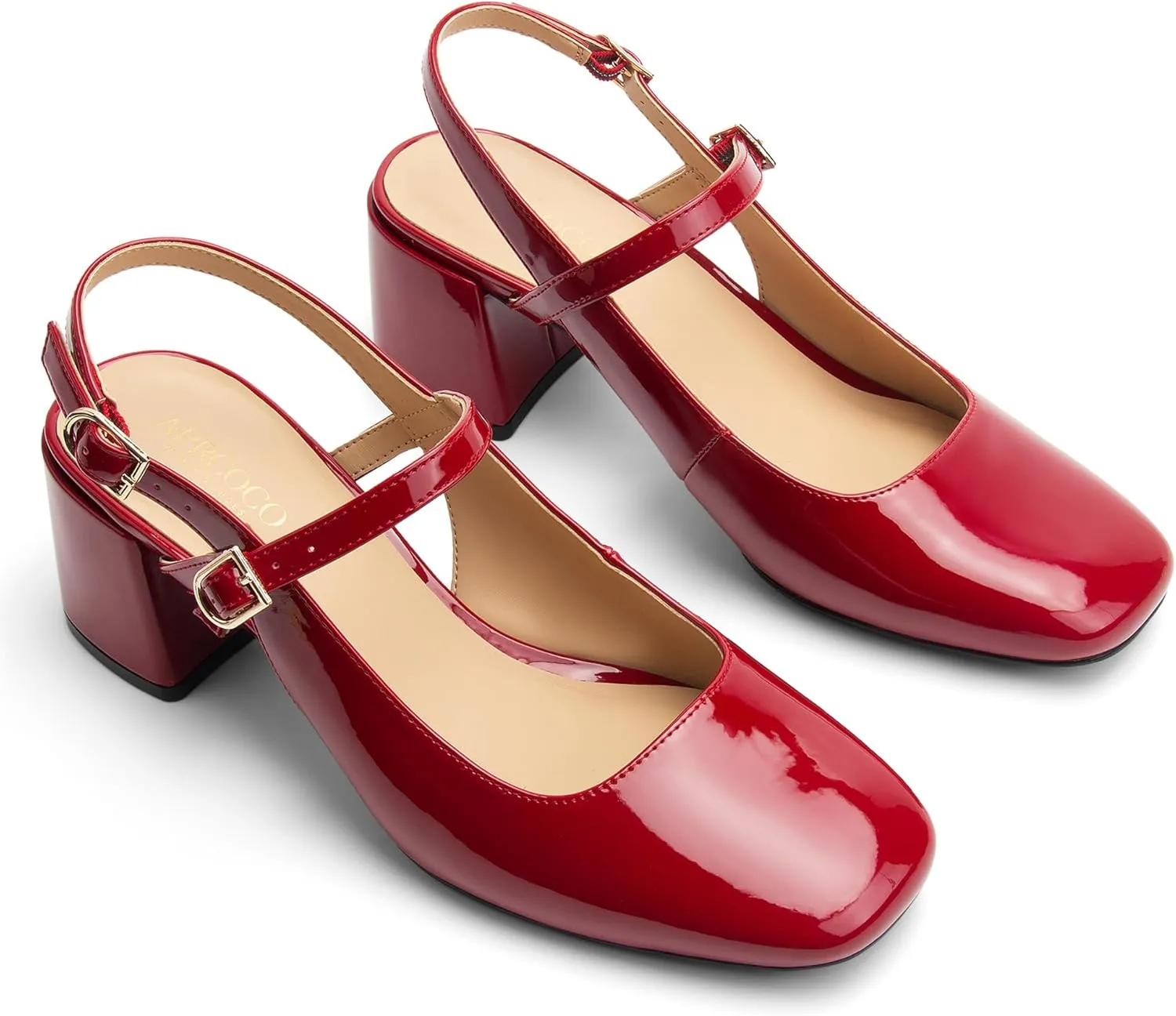 Womens Mary Jane Chunky Low Heels Pumps Square Toe Buckle Strap Wedding Party Dress Shoes