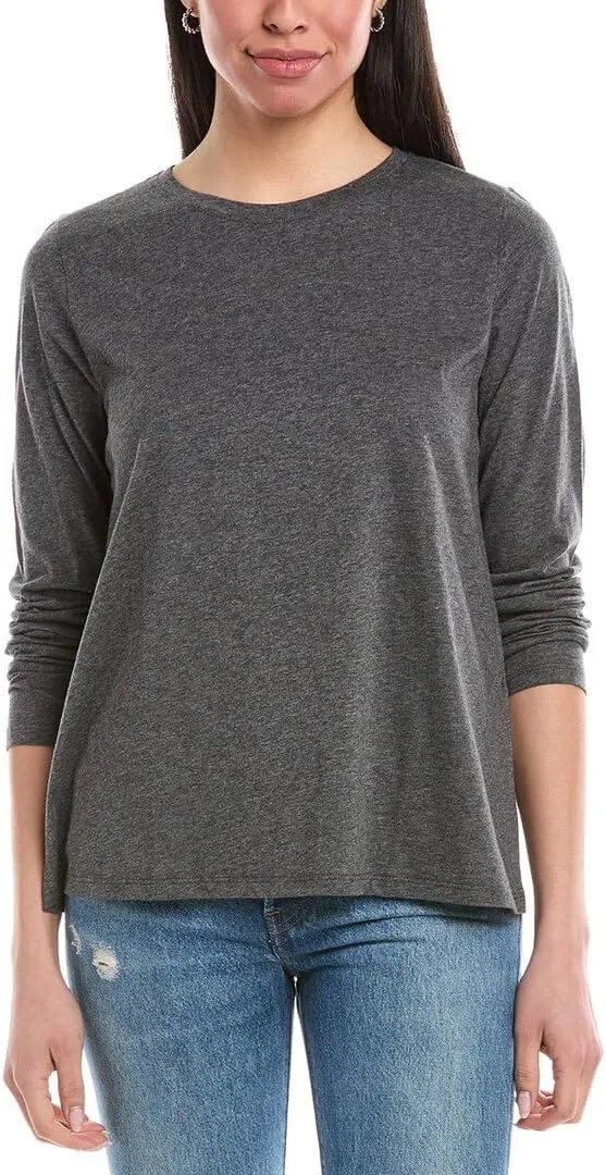 Women's Petite Round Neck Long Sleeve Tee