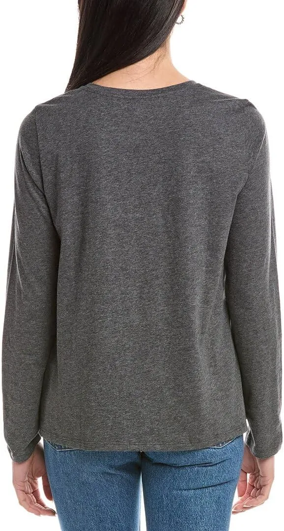 Women's Petite Round Neck Long Sleeve Tee