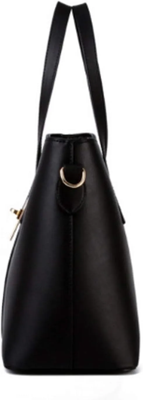 Women's PU Leather Solid Handbag Lock Bag Large Capacity Shoulder Bag Diagonal Tote