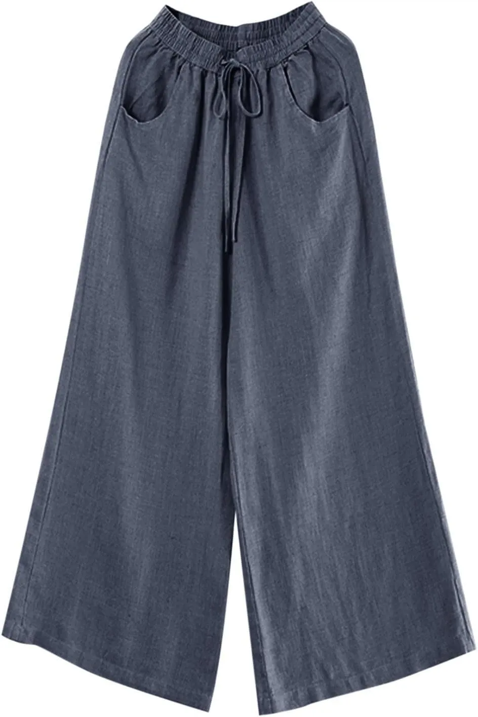 Womens Wide Leg Pants Dressy Comfy Loose Flowy Cotton Linen Pants Summer Casual Beach High Waisted Palazzo Trousers