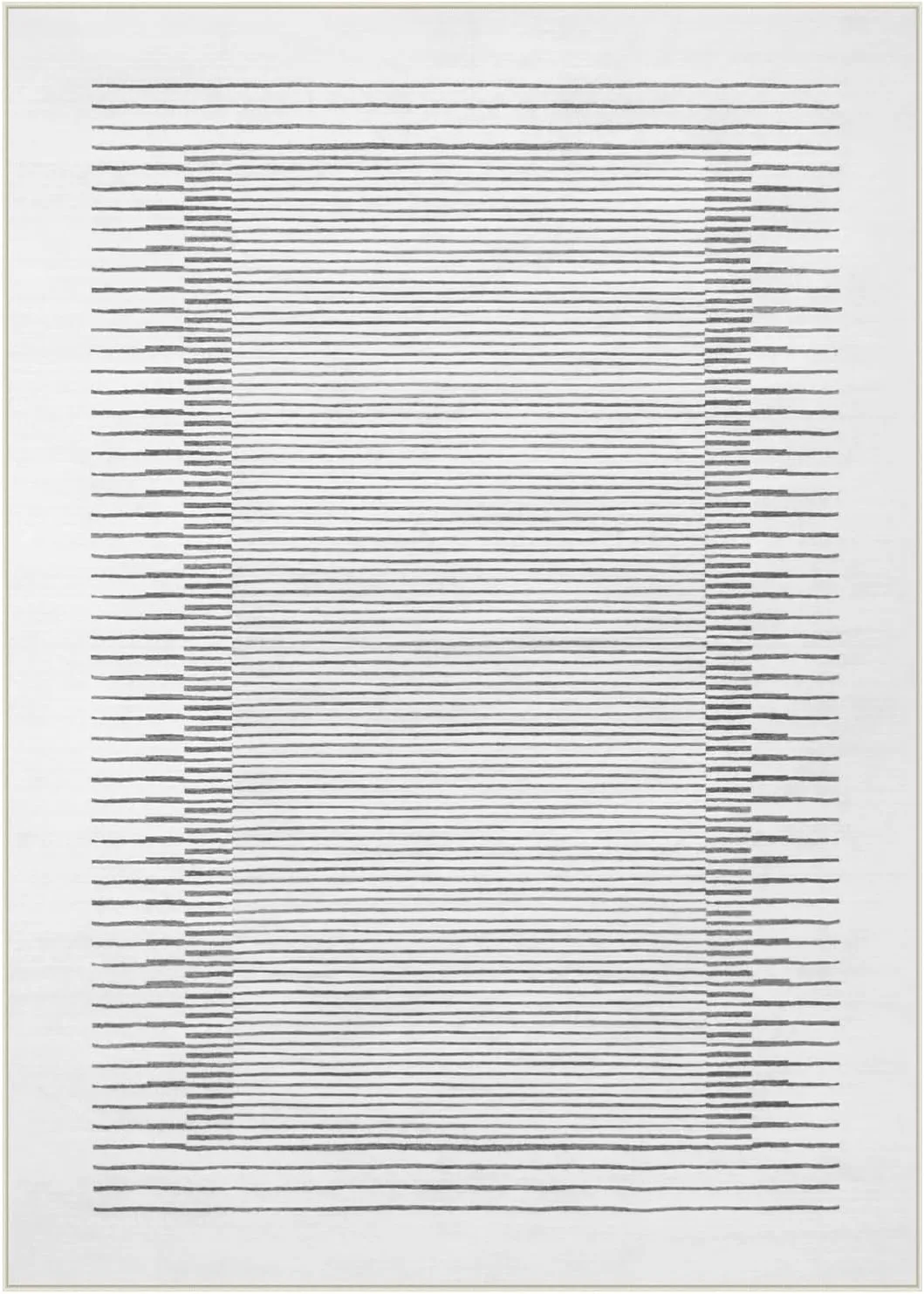 Wonnitar 5x7 Washable Striped Living Room Area Rug, Non-Slip Grey Boho Rugs for Bedroom, Low Pile Soft Minimalist Floor Carpets for Dining Room Home Office (Grey,5' x 7')