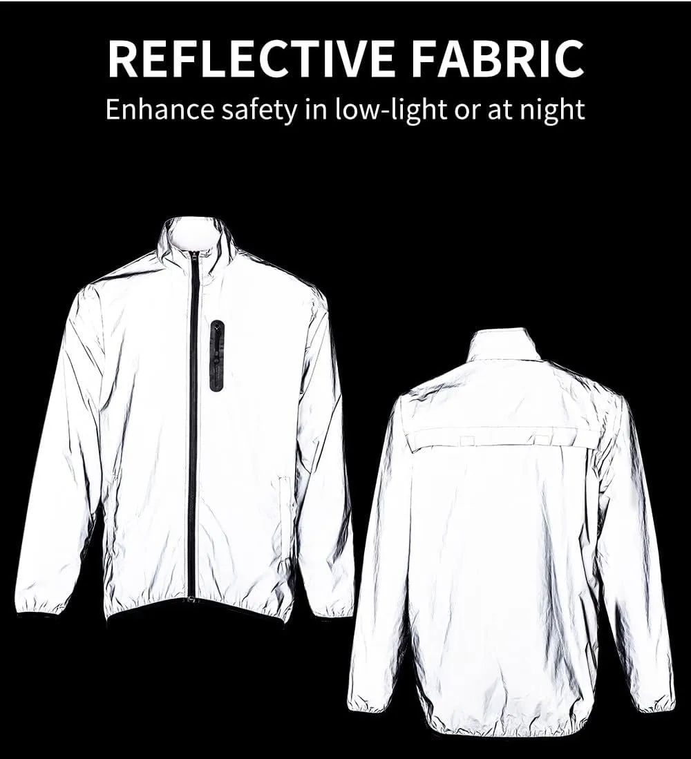 WOSAWE Men Reflective Jacket Night Glowing Bomber Jacket MTB Cycling Windbreaker Travel Sport Coat