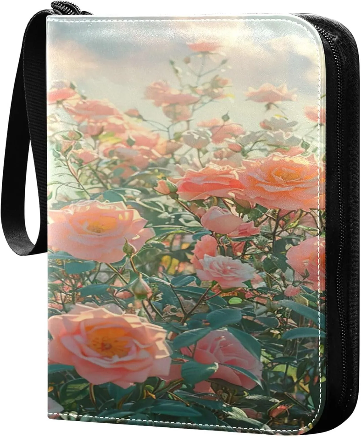 xigua Colorful Herbal Wildflower Card Binder 4-Pockets, Trading Card Binder 400 Pockets Baseball Card Binder Waterproof PU Leather Card Collection Binder for Games Card Album Card