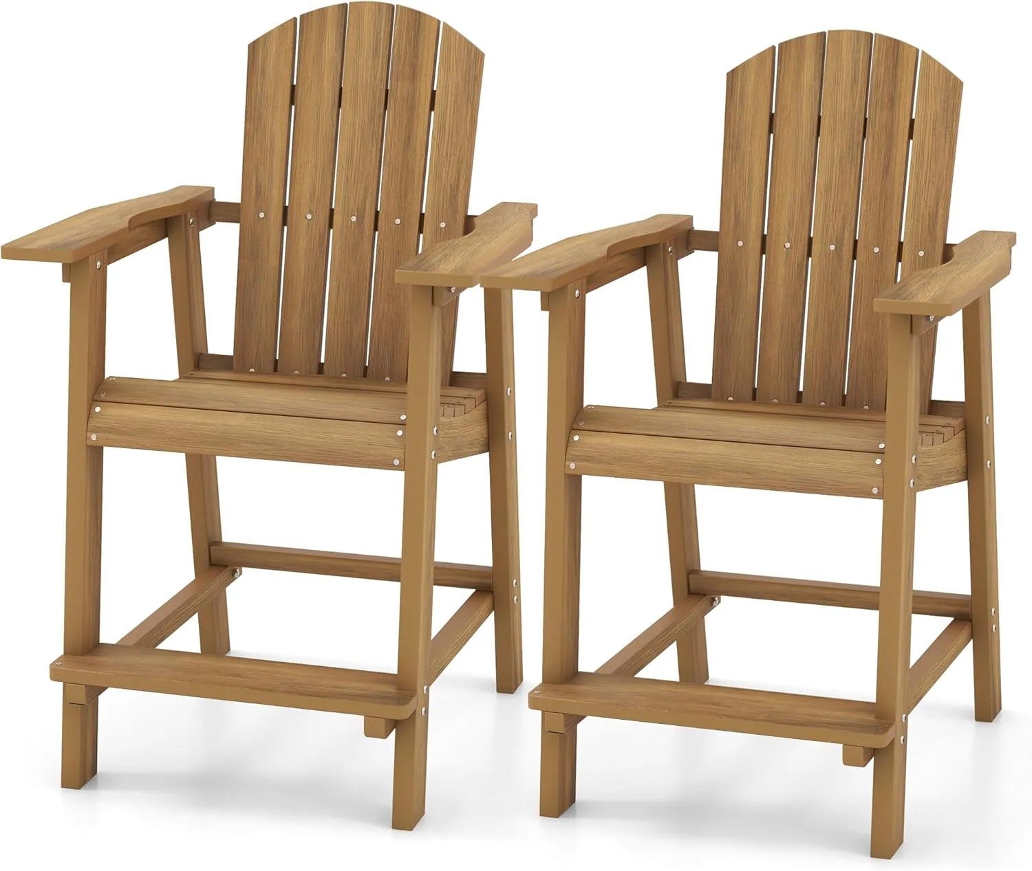 YITAHOME Tall Adirondack Chair Set of 2, Poly Bar Height Balcony Seating, HIPS High Back Outdoor Chairs, Bar Stools Lifeguard Chair for Balcony Deck Pool Patio, Brown