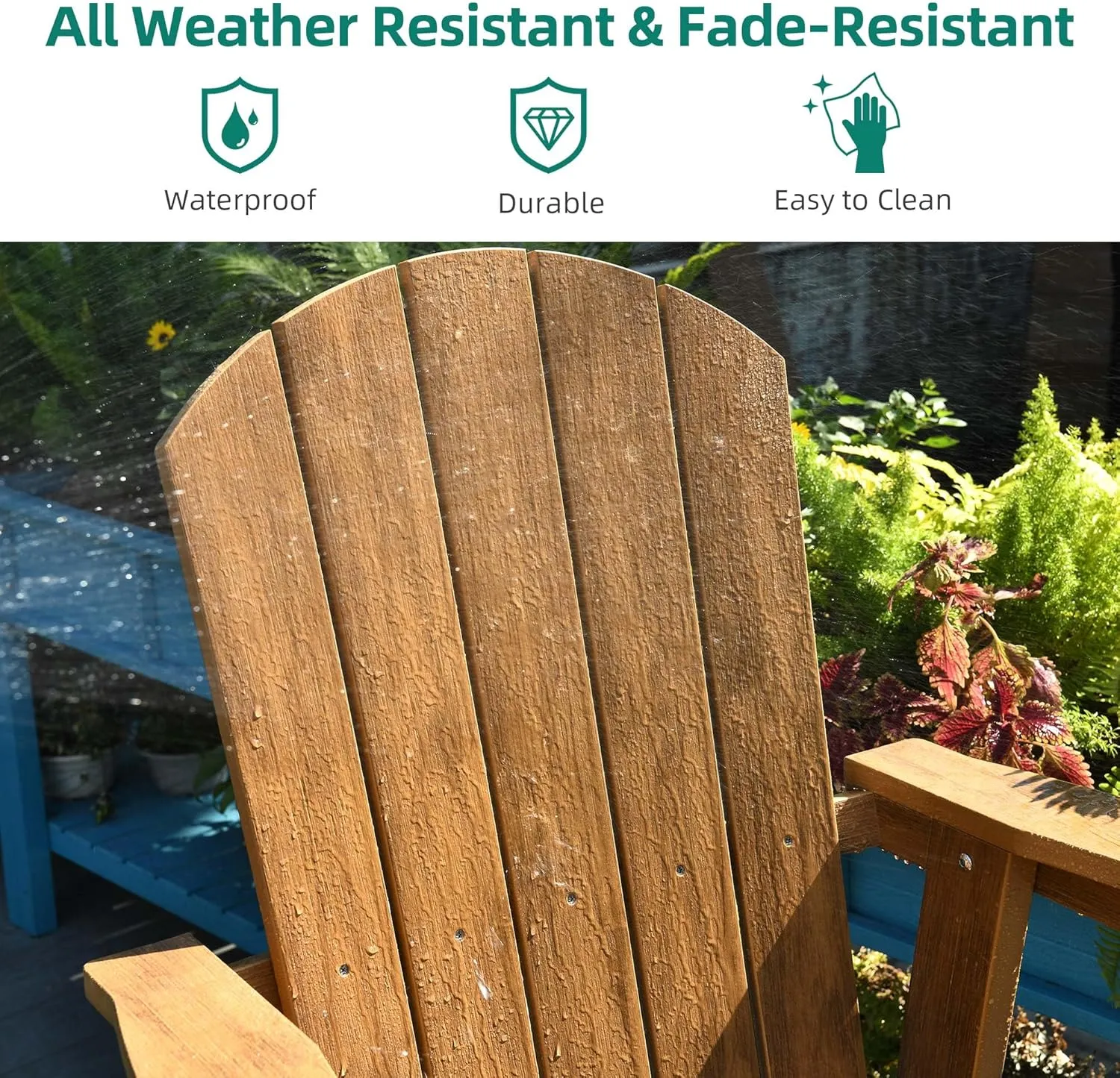 YITAHOME Tall Adirondack Chair Set of 2, Poly Bar Height Balcony Seating, HIPS High Back Outdoor Chairs, Bar Stools Lifeguard Chair for Balcony Deck Pool Patio, Brown