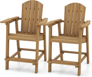 YITAHOME Tall Adirondack Chair Set of 2, Poly Bar Height Balcony Seating, HIPS High Back Outdoor Chairs, Bar Stools Lifeguard Chair for Balcony Deck Pool Patio, Brown