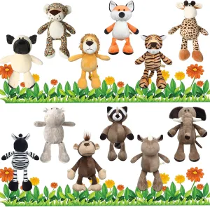 Zhanmai 12 Pcs Safari Stuffed Animals Bulk Jungle Animal Plush Toys Set Include Tiger Lion Elephant Monkey Shar Pei Giraffe Zebra for Zoo Theme Party Baby Shower School Teacher Student Award