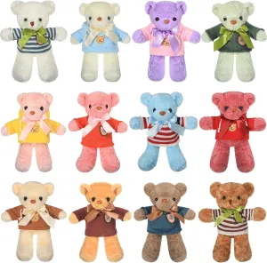 Zhanmai 12 Set Bear Stuffed Animal with Removable Clothes 12 Inch Cute Bears Soft Plush Toy Gift for Kids Boys Girls Baby Shower Birthday Party Favor Decoration Supplies