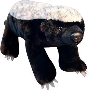 ZHONGXIN MADE Simulation Honey Badger Plush Toy - Black 16'' Realistic Wild African Badger Stuffed Animal Toys, Lifelike Standing Wild Animals Plush Toy Collection Gifts for Kids (16 inch)