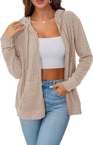 Zipper Hoodie Women's Sweatshirt Jacket Long Sleeve Jacket Lightweight Sweatshirt Women's Zipper Hooded Sweatshirt