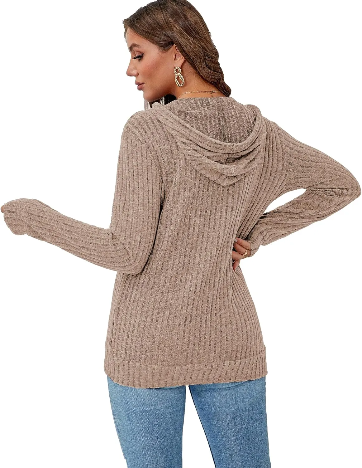 Zipper Hoodie Women's Sweatshirt Jacket Long Sleeve Jacket Lightweight Sweatshirt Women's Zipper Hooded Sweatshirt